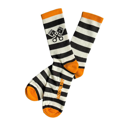 Age of Glory Stripes Socks - Black/Off-White/Orange
