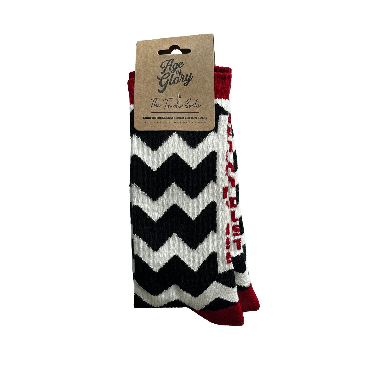 Age of Glory Track Socks - Black/Off-White/Burgundy