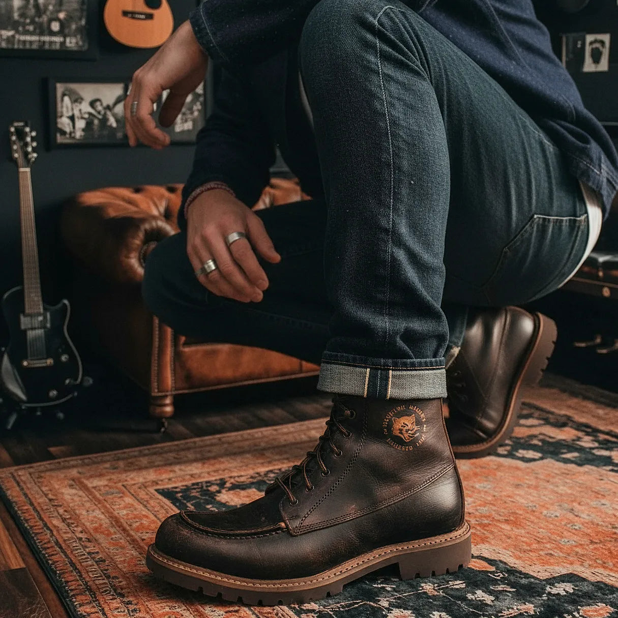 Umberto Luce MG Mens Moto Boots - Brown