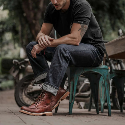 Umberto Luce Wagon Mens Moto Boots - Brown