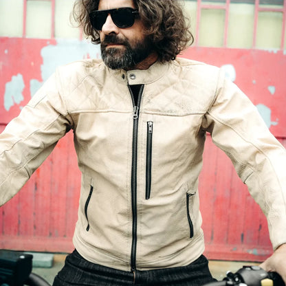 Holyfreedom Burn Out Leather Jacket - White