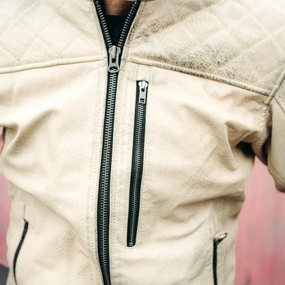 Holyfreedom Burn Out Leather Jacket - White