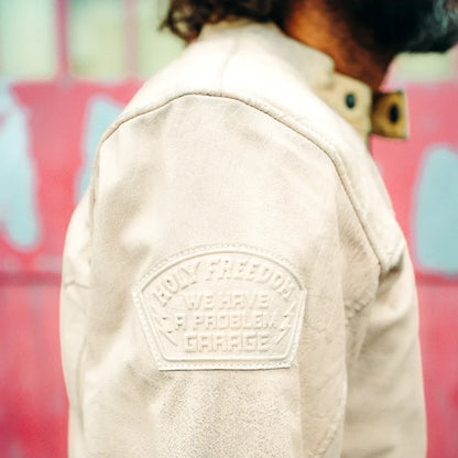 Holyfreedom Burn Out Leather Jacket - White