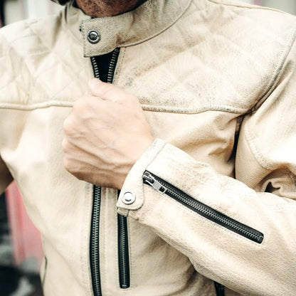 Holyfreedom Burn Out Leather Jacket - White