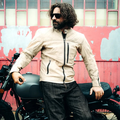 Holyfreedom Burn Out Leather Jacket - White