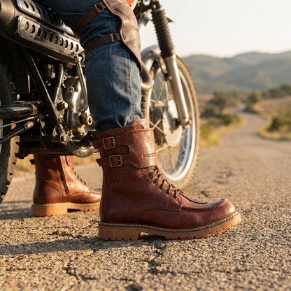 Umberto Luce Dooney Mens Moto Boots - Brown