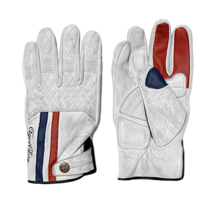 Age of Glory Miles Leather CE Gloves - White/Blue/Red