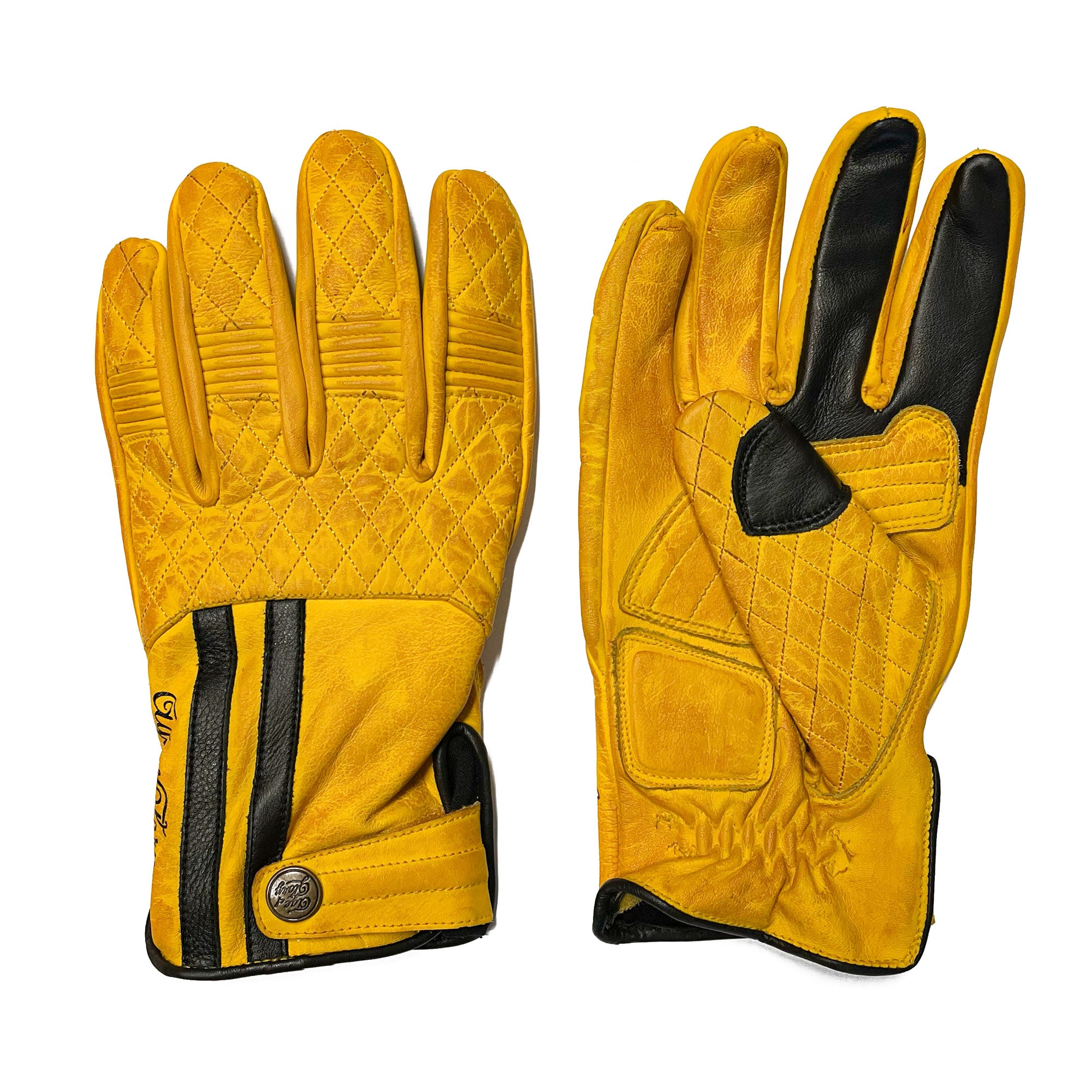 Age of Glory Miles Leather CE Gloves - Yellow/Black – MOTOMAN