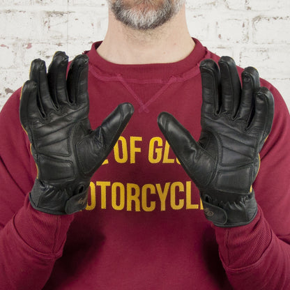 Age of Glory Victory Leather CE Gloves - Black/Yellow