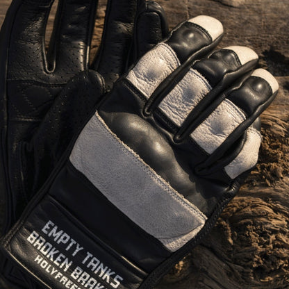Holyfreedom Outlaw Ride Leather Gloves - Black/White