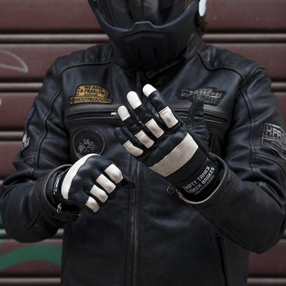Holyfreedom Outlaw Ride Leather Gloves - Black/White