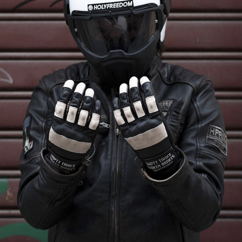 Holyfreedom Outlaw Ride Leather Gloves - Black/White