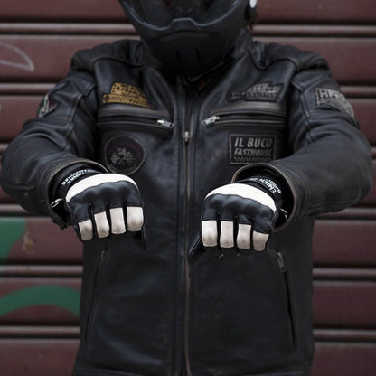 Holyfreedom Outlaw Ride Leather Gloves - Black/White