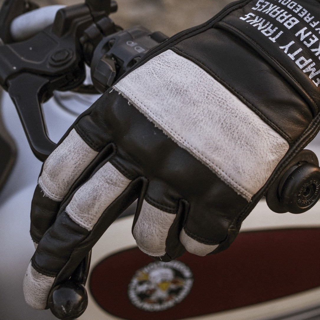 Holyfreedom Outlaw Ride Leather Gloves - Black/White