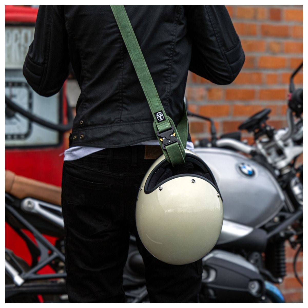 Wentworth Sling Wax Cotton Helmet Carry Strap - Olive