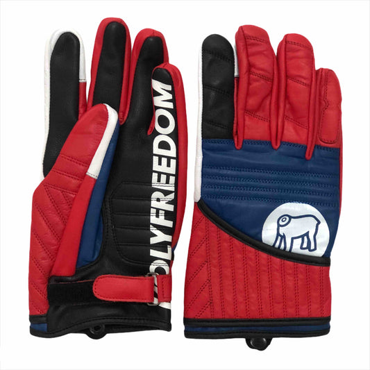 Holyfreedom Flat Track Gloves - Red/Blue/Black