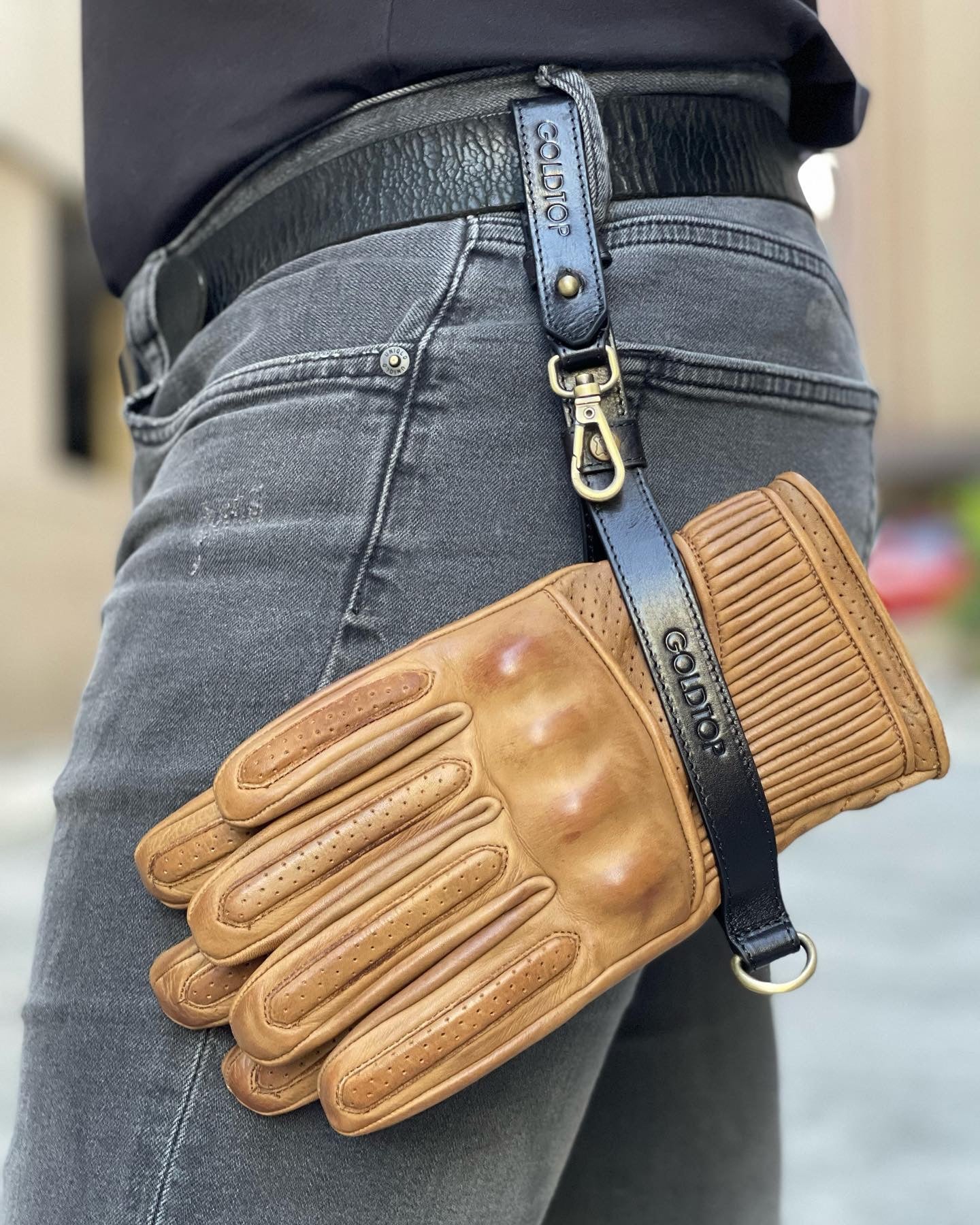 Goldtop Leather Glove Strap - Chestnut