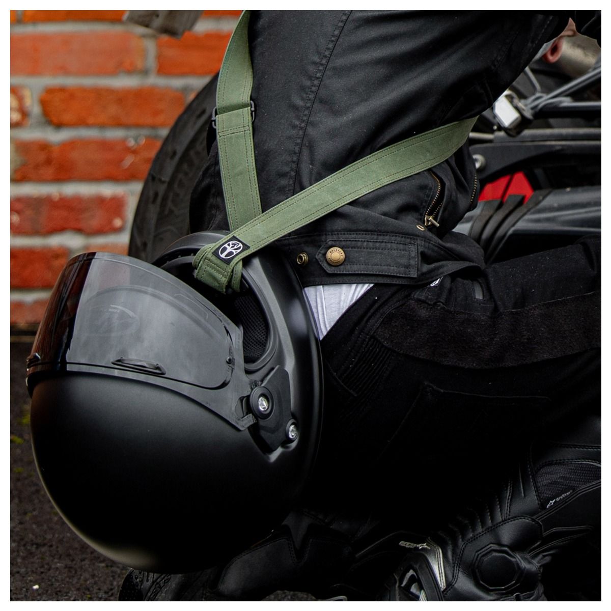 Wentworth Sling Wax Cotton Helmet Carry Strap - Olive